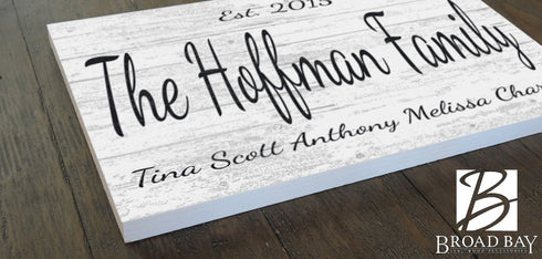 Family Established Sign Personalized with Names and Est Date