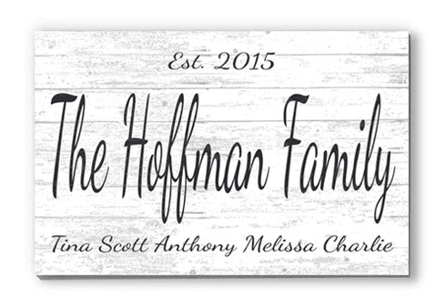 Family Established Sign Personalized with Names and Est Date