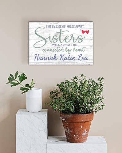 Personalized Sister Gift Farmhouse Decor Solid Wood 16in x 10.5in