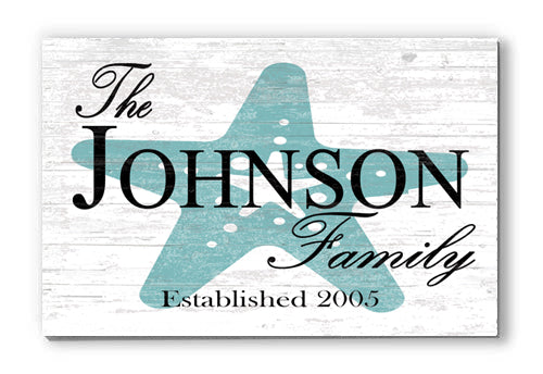 Personalized Beach House Sign Custom Name & Est. Date Starfish Design