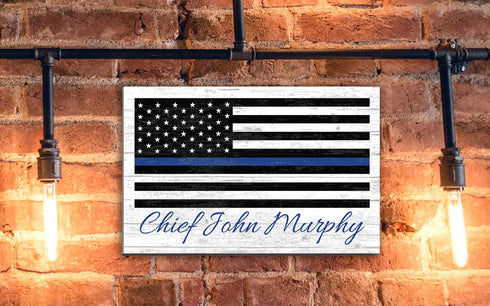 Personalized Thin Blue Line Flag Sign Police Law Enforcement Family Gift