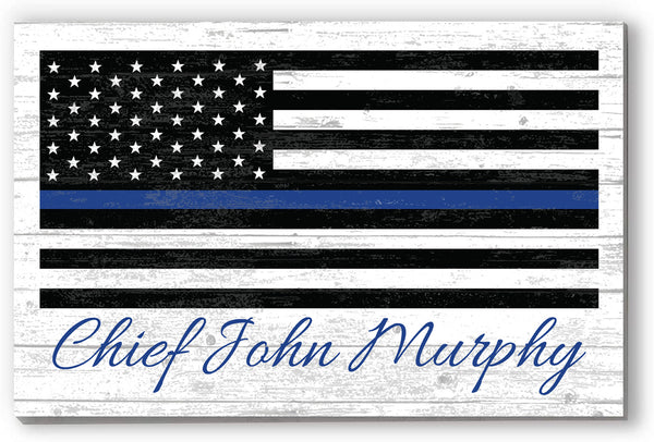 Personalized Thin Blue Line Flag Sign Police Law Enforcement Family Gift