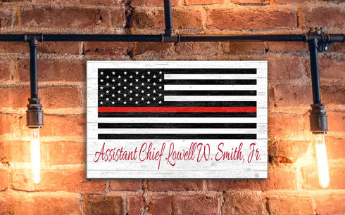 Personalized Thin Red Line Flag Sign Custom First Responder Firefighter EMS EMT Gift