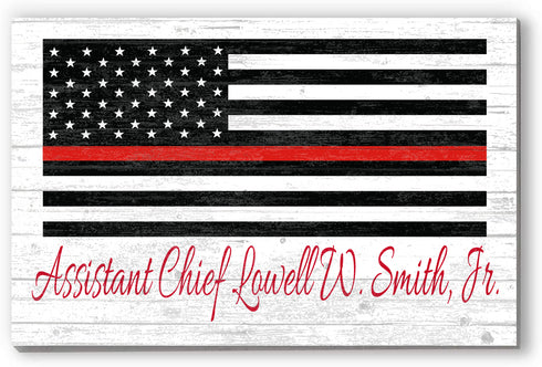 Personalized Thin Red Line Flag Sign Custom First Responder Firefighter EMS EMT Gift