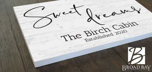 Sweet Dreams Sign Personalized Farmhouse Decor Quote Family Wall Art - 16.5" x 10.5"