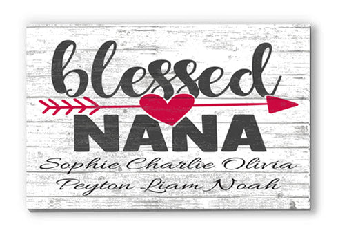 Personalized Gift For Grandma Blessed Nana Sign Customized With Names