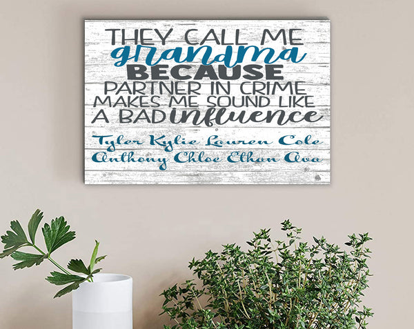 Funny Grandma Gift PERSONALIZED Sign with Grandkid's Names