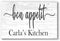 Bon Appetit Kitchen Sign With Custom Name - Solid Wood