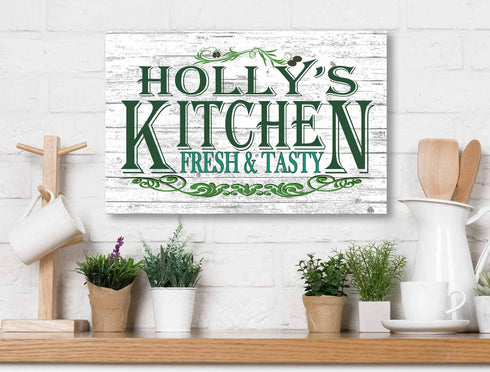 Custom Kitchen Sign Personalized Gift Fresh & Tasty Wooden Sign