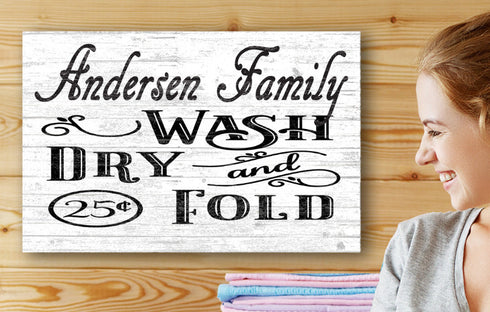 CUSTOM Wash Dry Fold Laundry Room Sign Personalized Decoration