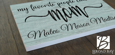 Mom Gift Sign with Kids Names For Mother's Day Or Birthday