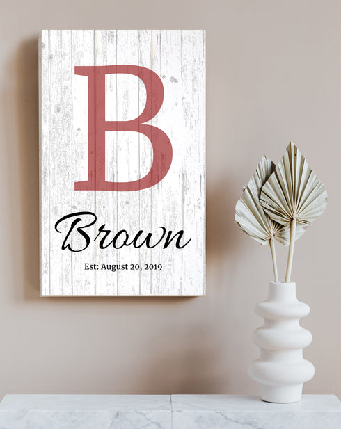 Family Name Monogram Sign Personalized with Established Date