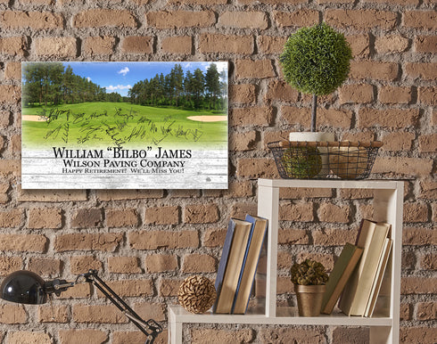 PERSONALIZED Retirement Gift Signable Golf Theme Plaque