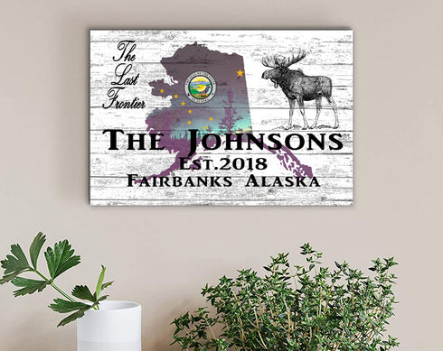 Alaska Home Sign Personalized Family Name