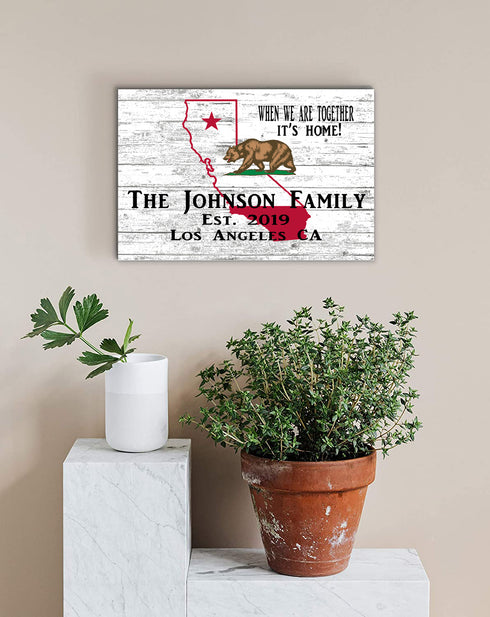 California Home Sign Established Date and Personalized Family Name