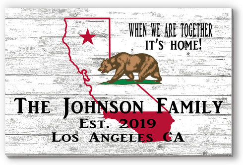 California Home Sign Established Date and Personalized Family Name