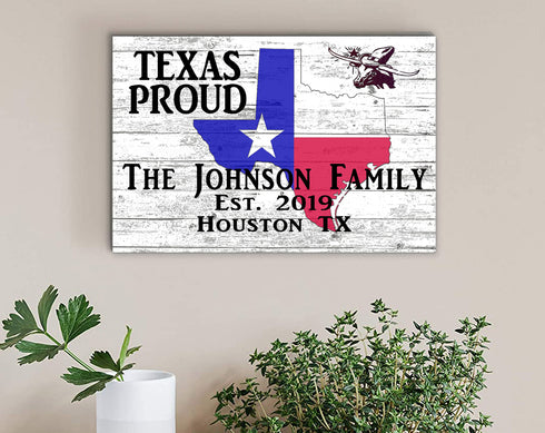 Texas Home Sign Personalized Family Name and Established Date
