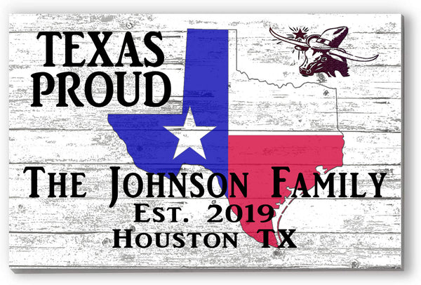 Texas Home Sign Personalized Family Name and Established Date