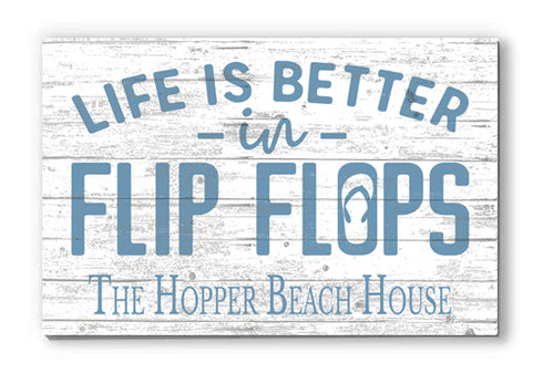 Personalized Beach House Sign Flip Flop Summer Decor Gift
