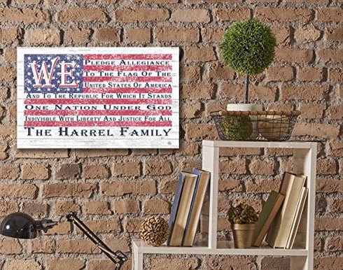 Personalized American Flag Sign Pledge of Allegiance Family Name