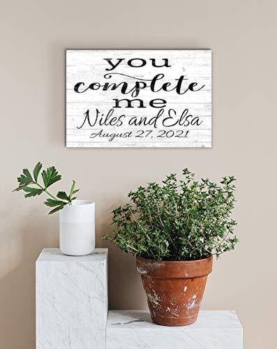Custom You Complete Me Sign Personalized Wedding or Anniversary Gift