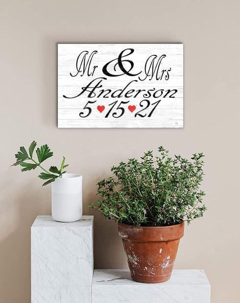 Personalized MR & MRS Sign Wedding Gift For Couple - Custom With Name and Date