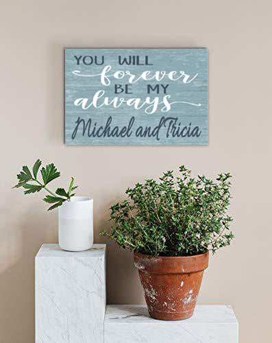 You Will Forever Be My Always Sign Personalized Anniversary Gift Wooden Wall Art