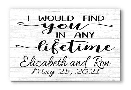 I Would Find You In Any Lifetime Anniversary Gift Sign