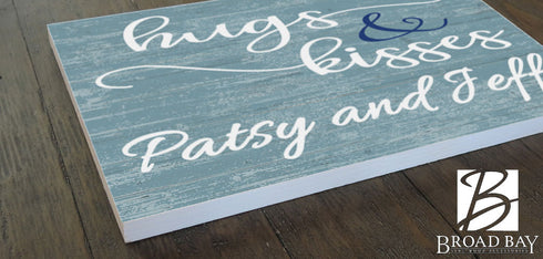 Personalized Wedding Gift or Anniversary Gift Hugs & Kisses Sign