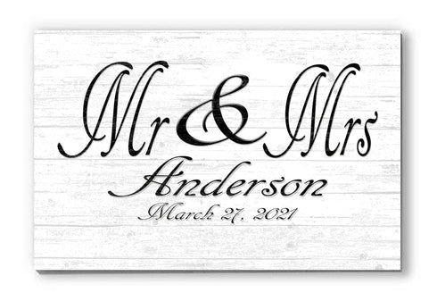 Mr & Mrs Wedding Sign Gift Signable Custom with Names & Date For Reception Signatures and Guest Notes