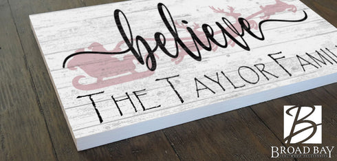 Custom BELIEVE Christmas Sign PERSONALIZED Wood Wall Art