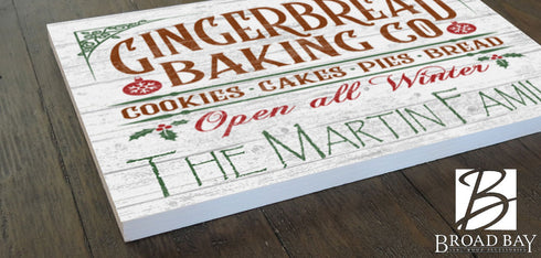 Personalized Gingerbread Baking Company Christmas Sign Wood