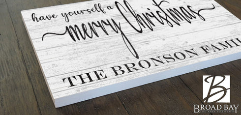 Personalized Merry Christmas Wood Sign