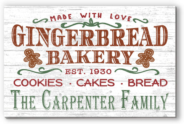 Personalized Gingerbread Bakery Christmas Sign Custom Vintage Old Fashioned Decoration