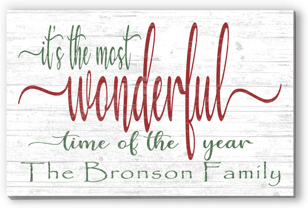 It's The Most Wonderful Time Of The Year Christmas Sign Personalized