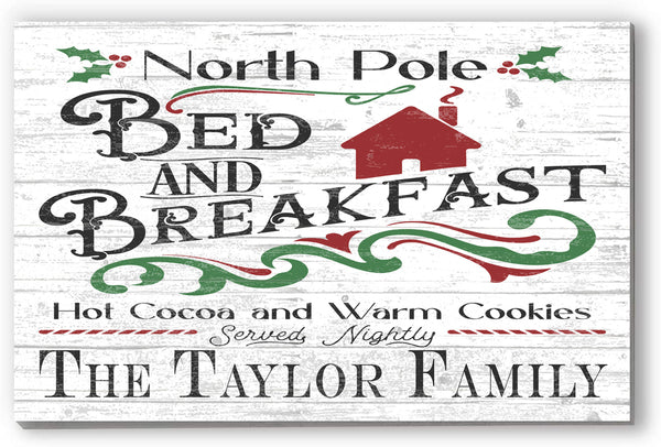 North Pole Christmas Sign Personalized North Pole Bed & Breakfast