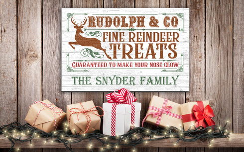 Personalized Rudolph Reindeer Treats Christmas Holiday Sign