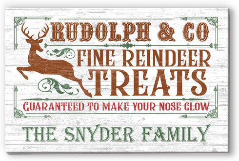Personalized Rudolph Reindeer Treats Christmas Holiday Sign