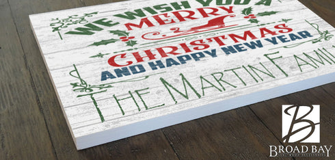 Personalized Merry Christmas Wooden Sign