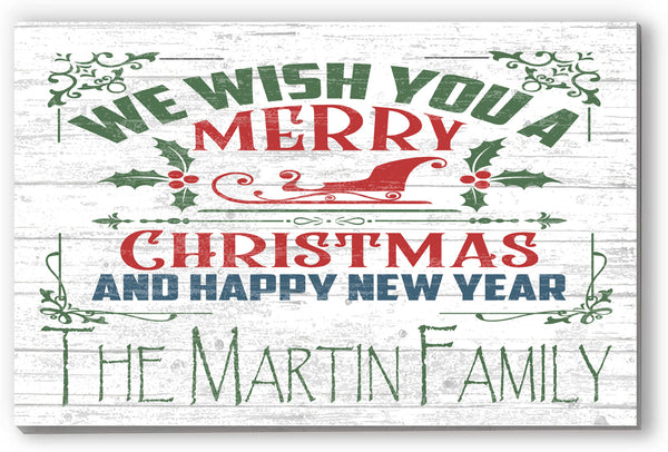 Personalized Merry Christmas Wooden Sign