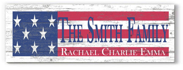American Flag Wooden Sign with Custom Name or Text