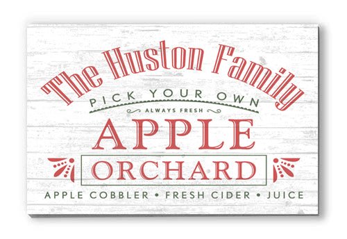 Apple Orchard Family Name Sign Personalized Farmhouse Style Gift