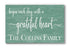 Begin Each Day With A Grateful Heart Sign - Personalized Custom Family Name