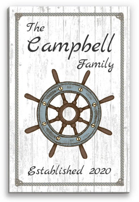 CUSTOM Beach House Sign Family Name & Established Date Personalized Nautical Ship Wheel