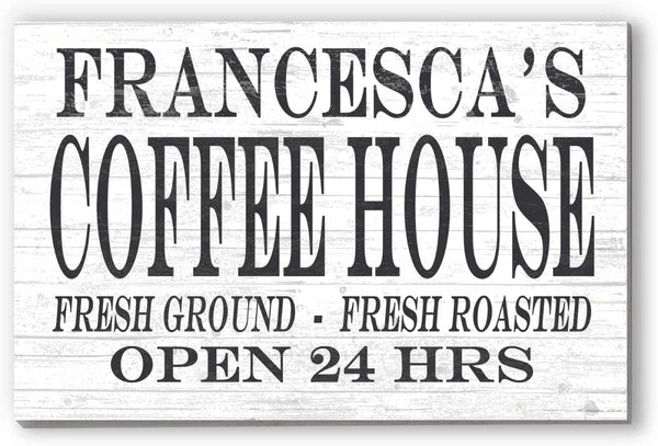 Custom Coffee Bar Kitchen Sign - Solid Wood - 16.5in x 10.5in