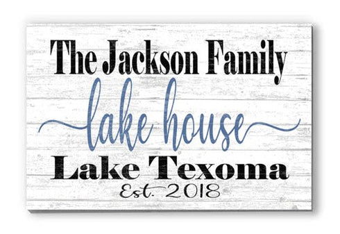 Custom Lake House Sign with Established Date - Solid Wood