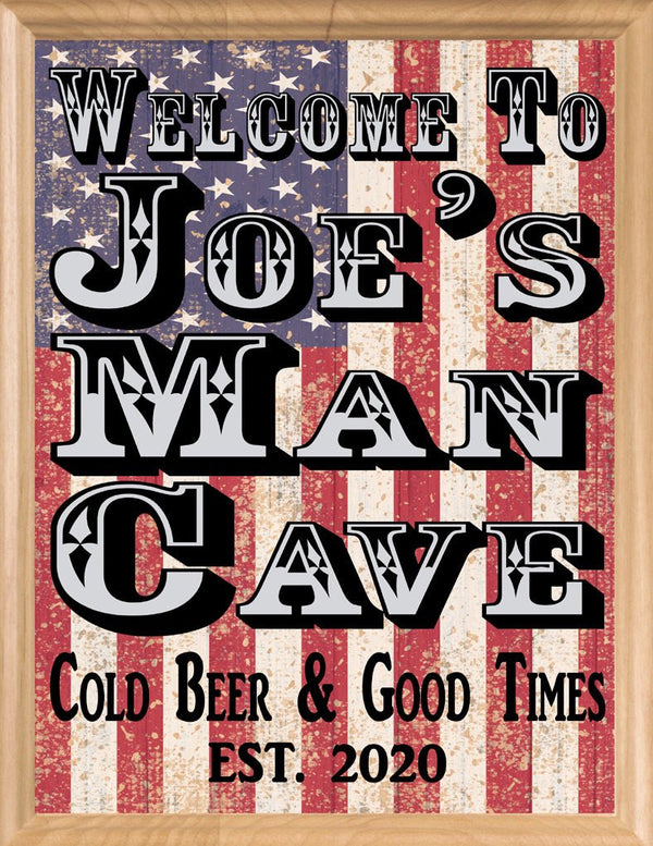 Custom Man Cave Sign American Flag Custom Patriotic Art Decoration