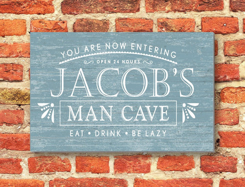 Custom Man Cave Sign Solid Wood 16.5 x 10.5