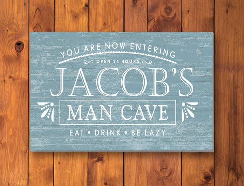 Custom Man Cave Sign Solid Wood 16.5 x 10.5