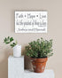 Faith Hope Love Wedding Gift Sign - 1 Corinthians 13 Personalized with Names & Date